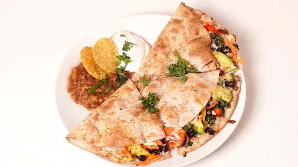 Vegan Mushroom and Black Bean Quesadilla