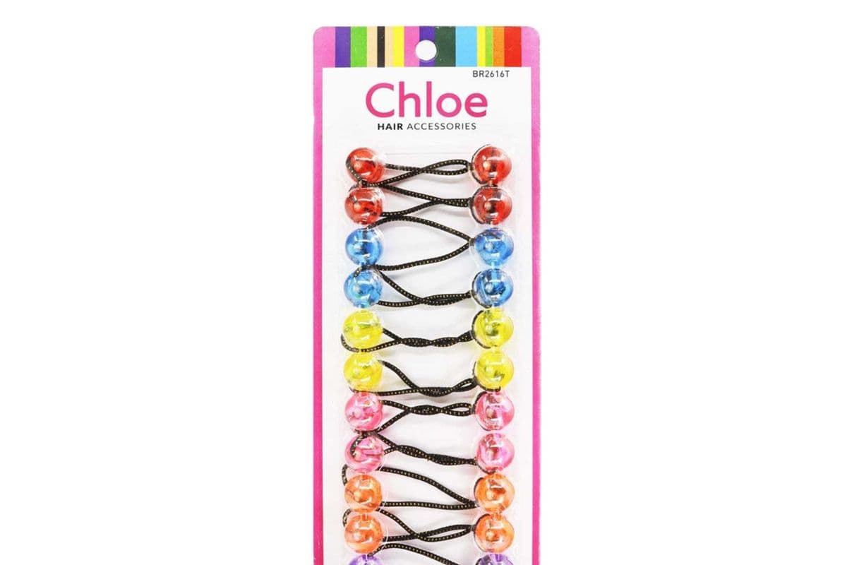 Transparent CHLOE 16mm Twin Beads Ponytailers (12pcs)