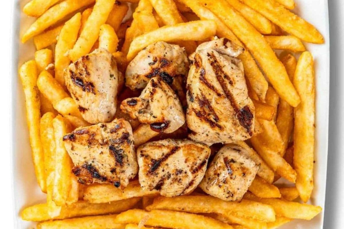 Souvlaki On The Fries (2 Skewer)