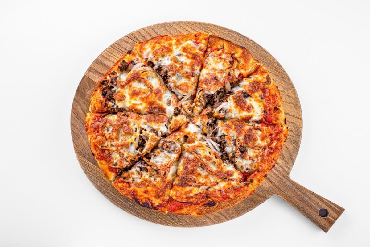 12. 8" Small Ground Beef, Mushroom, and Onion Pizza