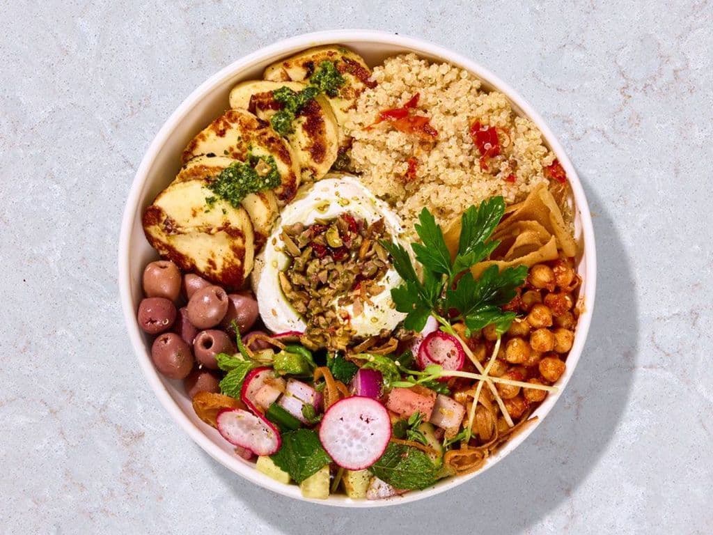 Grilled Halloumi Cheese Bowl