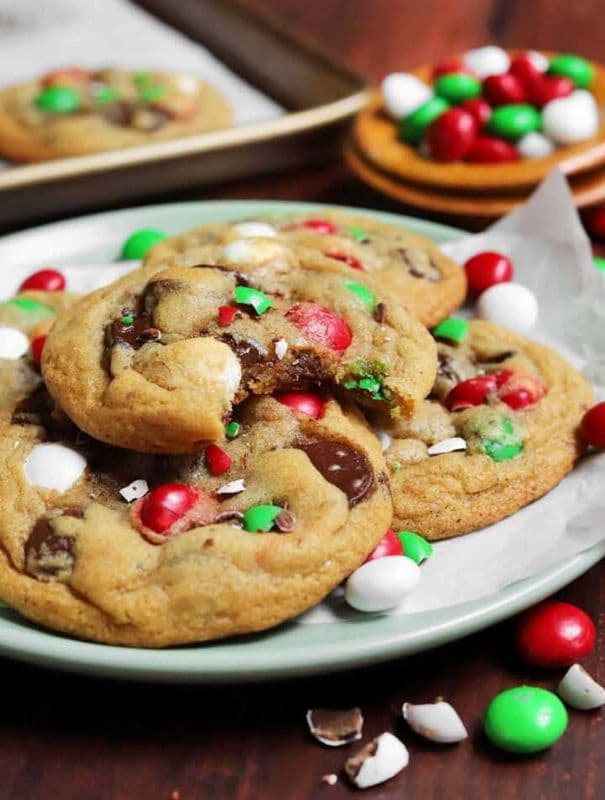 Chocolate Chip M&M Christmas Cookies
