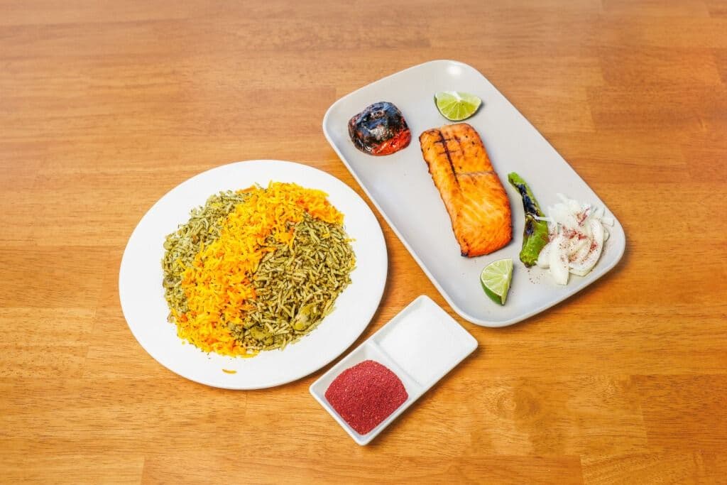Salmon (Baghali Polo)