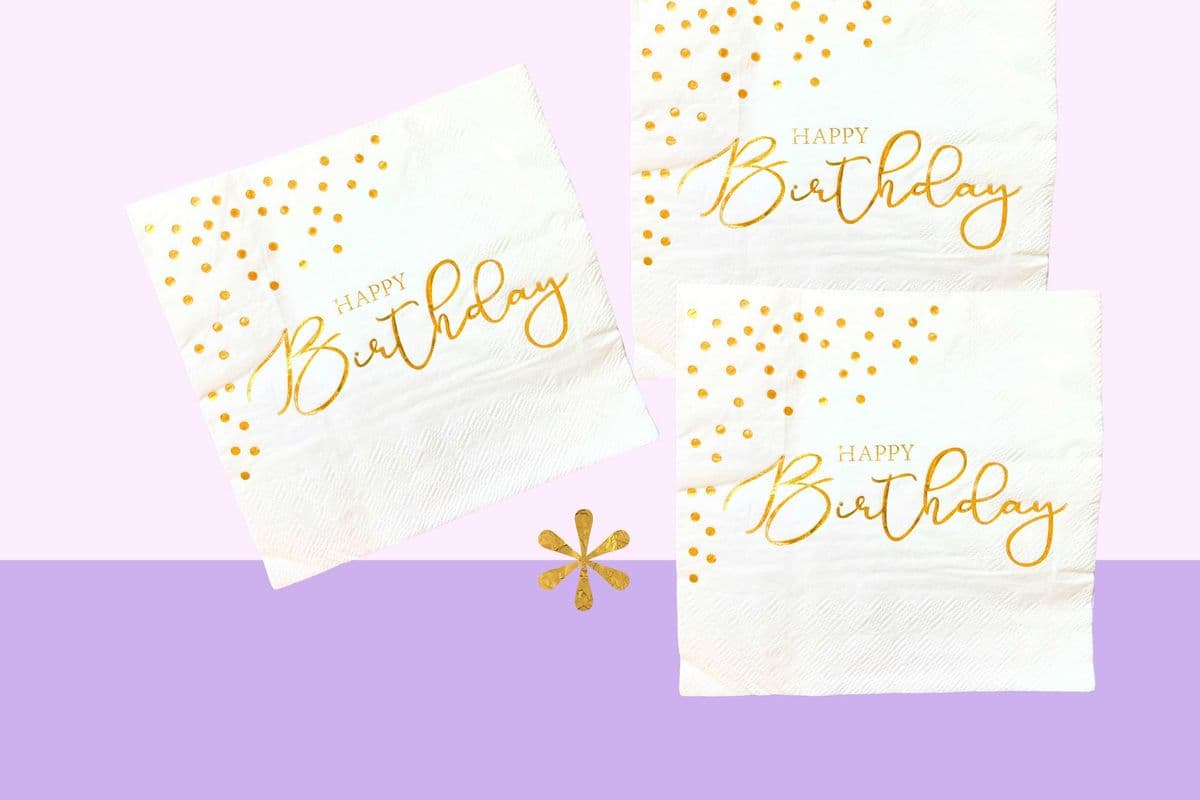 Gold Napkins - Happy Birthday