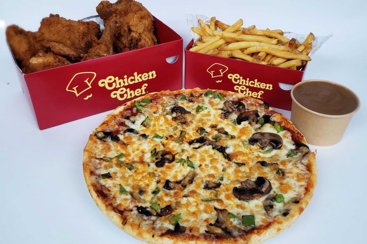 6 Piece Chicken Snack with 9" Small Two Topping Pizza