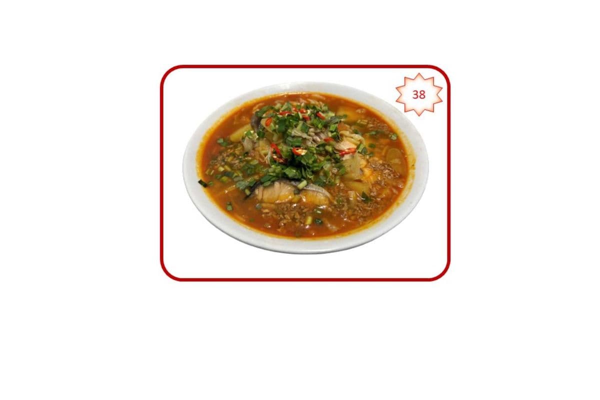 38. Sour Soup Cooked with Shrimp or Fish Served with White Rice
