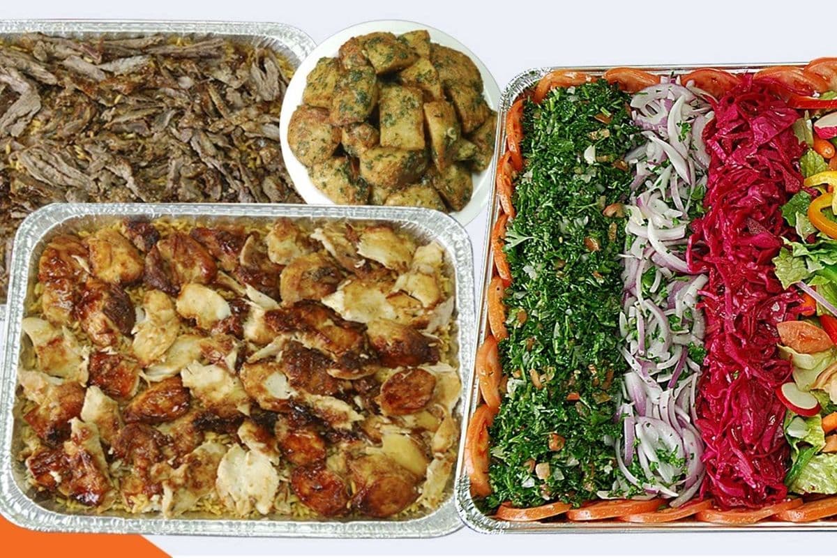 Shawarma Family Set (Two Big Trays) + Bag of Pita Bread