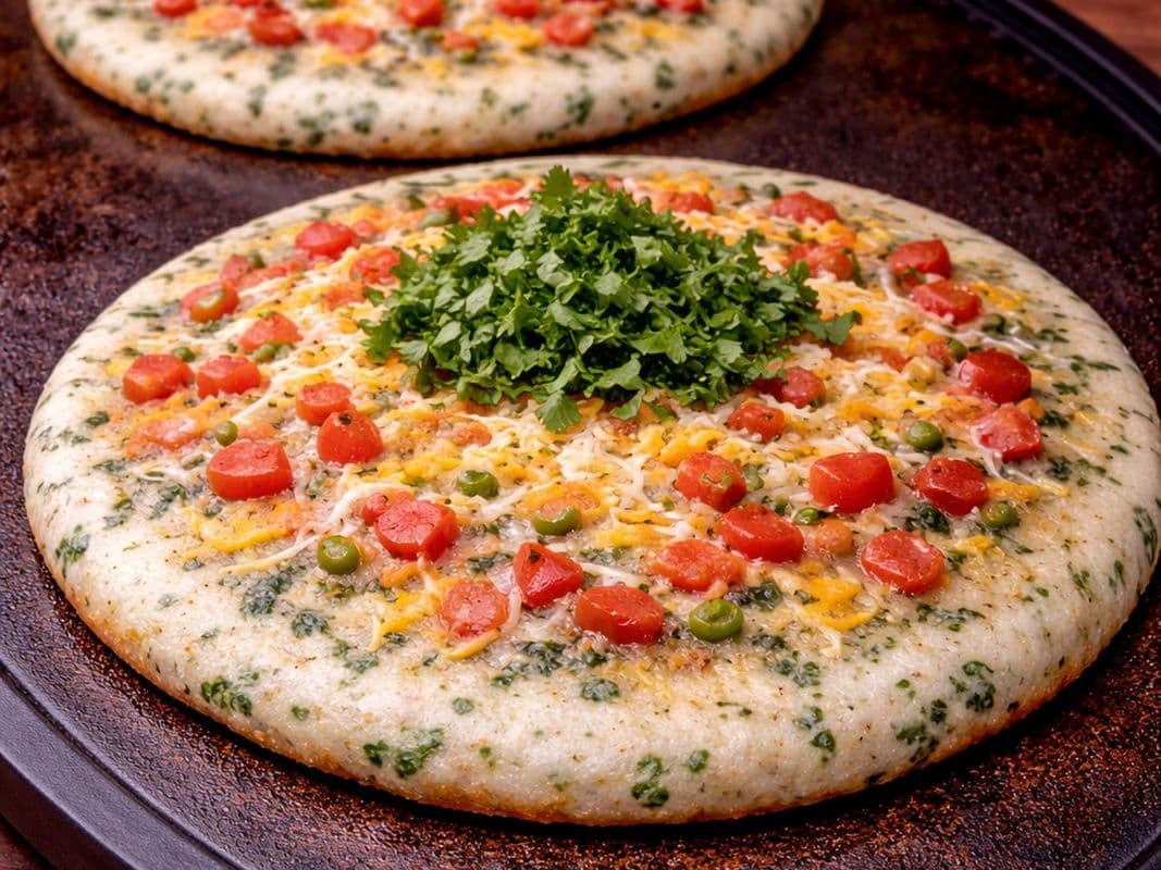 Spinach-Vegetable-Cheese Uttapam