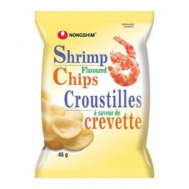Nongshim Croustilles de Crevettes 45g / Nongshim Shrimp Flavored Chips 45g / Nongshim Croustilles de Crevette/ Shrimp Flavored Chips
