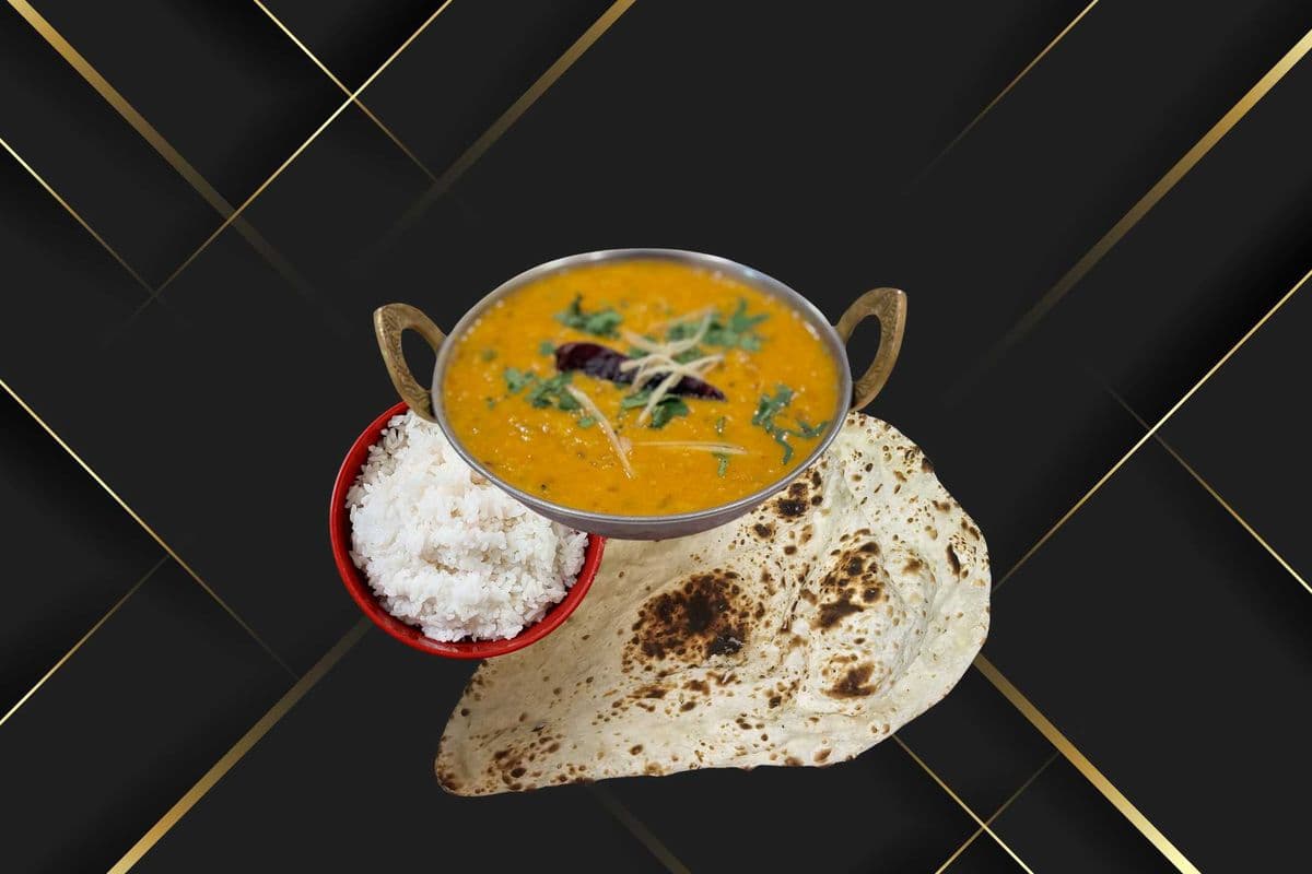 Yellow Daal with Rice and One Naan