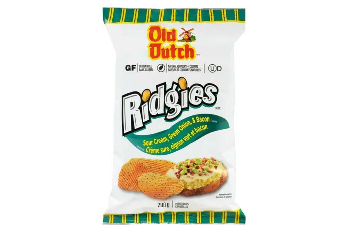 Old Dutch Ridgies Sour Cream, Onion, Bacon 200g