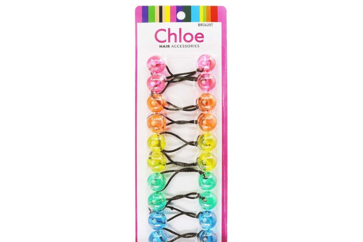 Transparent CHLOE 20mm Twin Beads Ponytailers (10pcs)