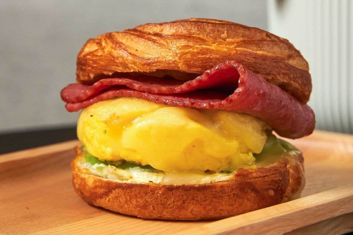 Breakfast Sandwich with Beef Bacon