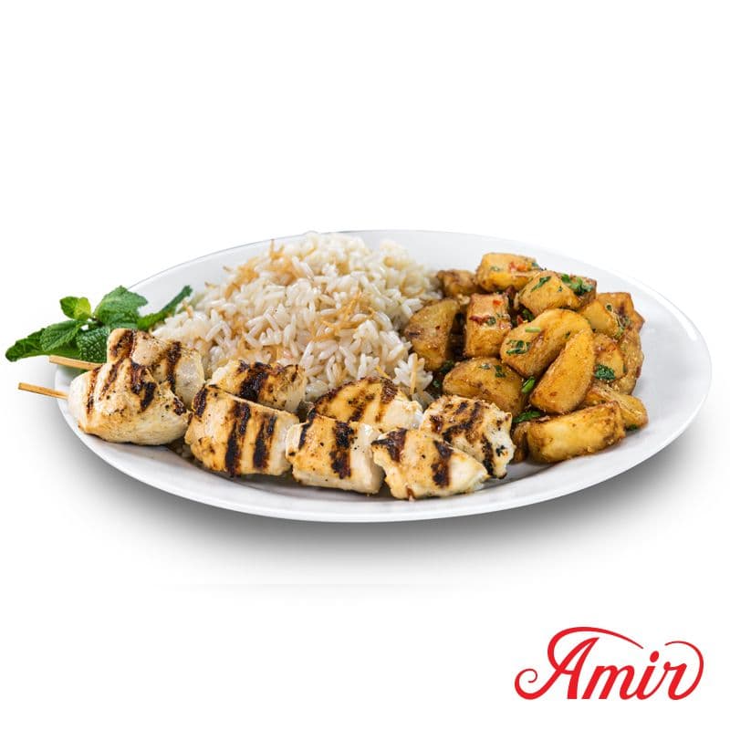 Assiette brochette de poulet