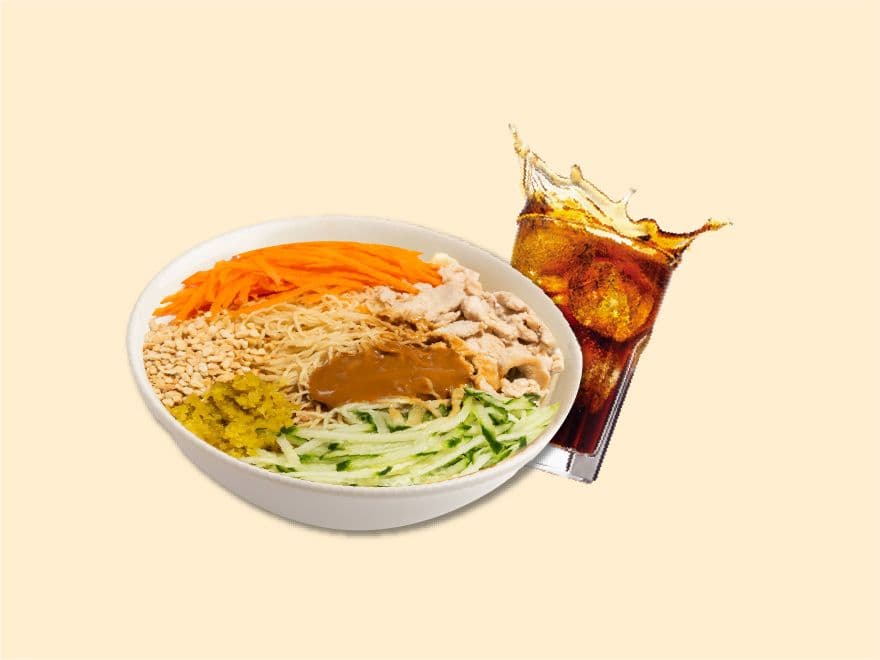 Szechuan Style Cold Noodle w/Chicken + Pop / 鸡丝凉面+碳酸饮料