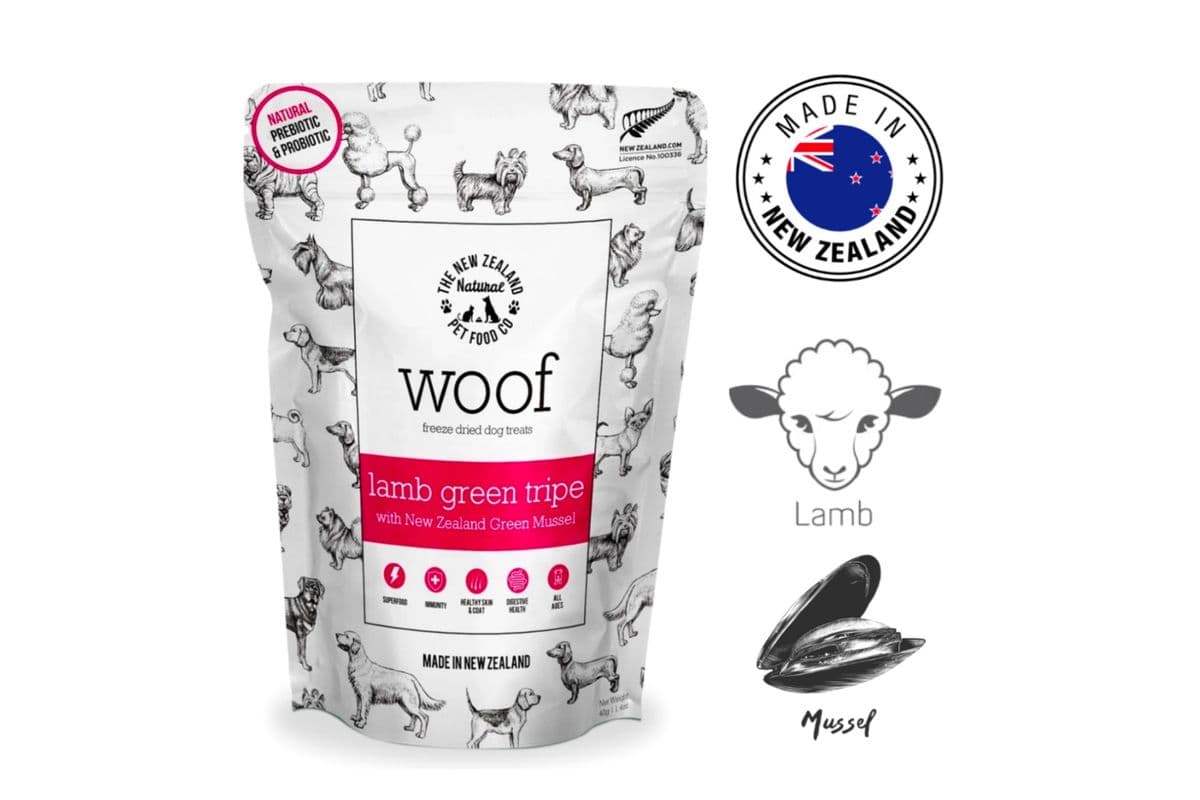 NZPF Woof - Lamb Green Tripe with Green Lipped Mussels Freeze Dried Dog Treats (40 g)