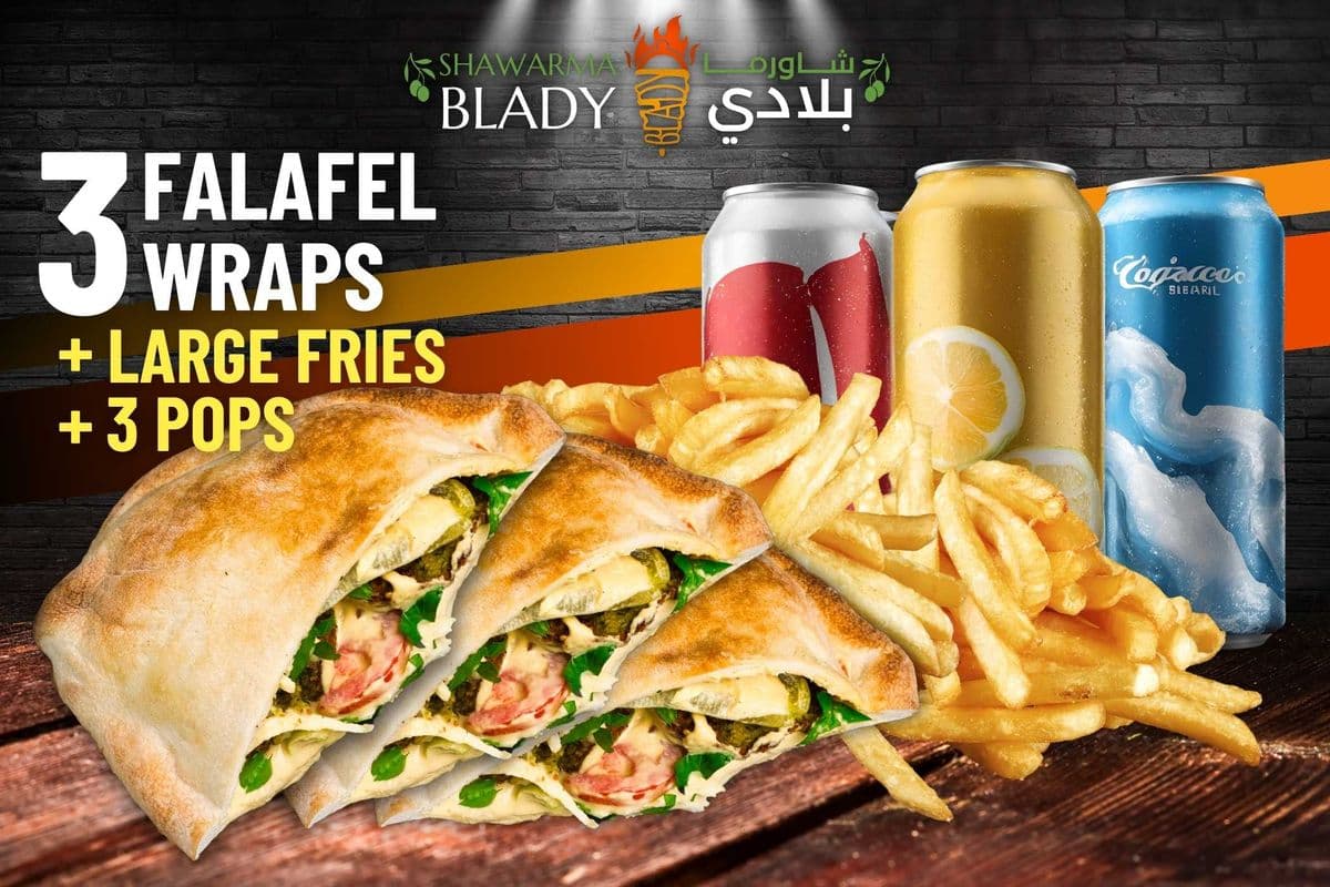 Falafel Wraps (3 Wraps + L-Fries)