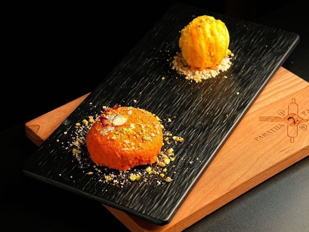 Hot Gajrela with Mango Ice Cream