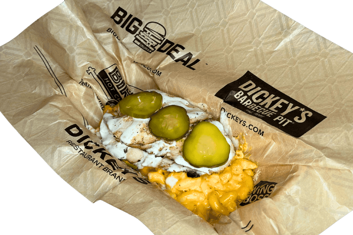 Pickle Ranch Mac Stack with Smoked Chicken