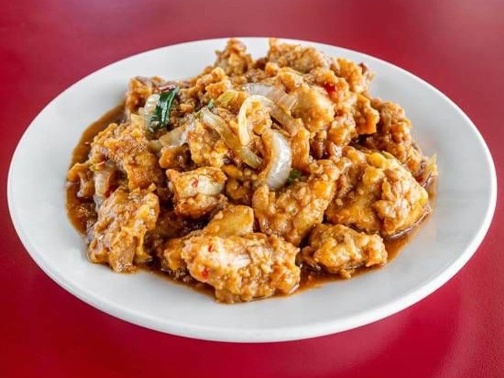 Chili Chicken on Fried Rice