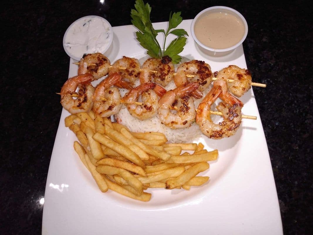 Shrimp with Rice and Fries