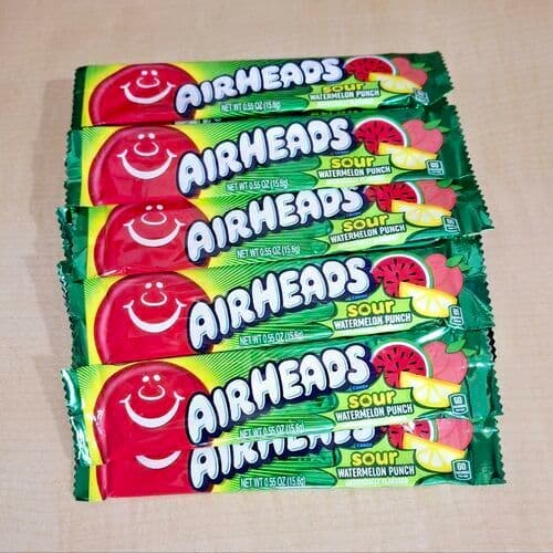 Airheads Friandise Surs Melon D' Eau Punch 15.6g/ Airheads Sours Watermelon Punch 15.6g