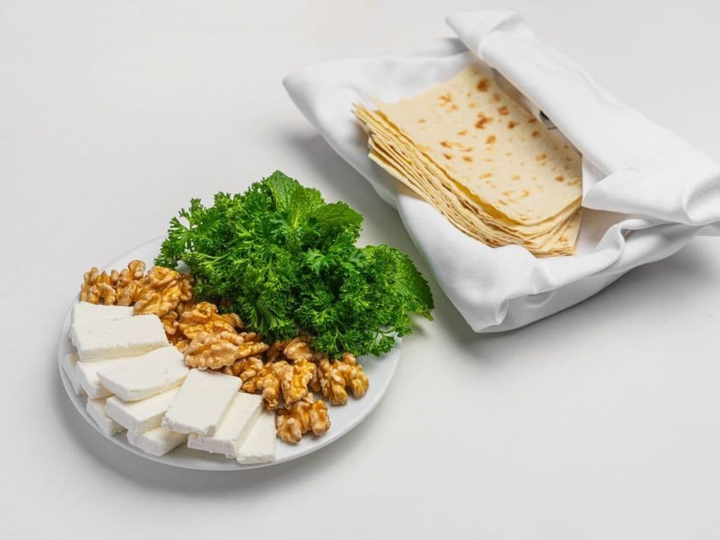 Bread, Cheese, Walnuts, Parsley