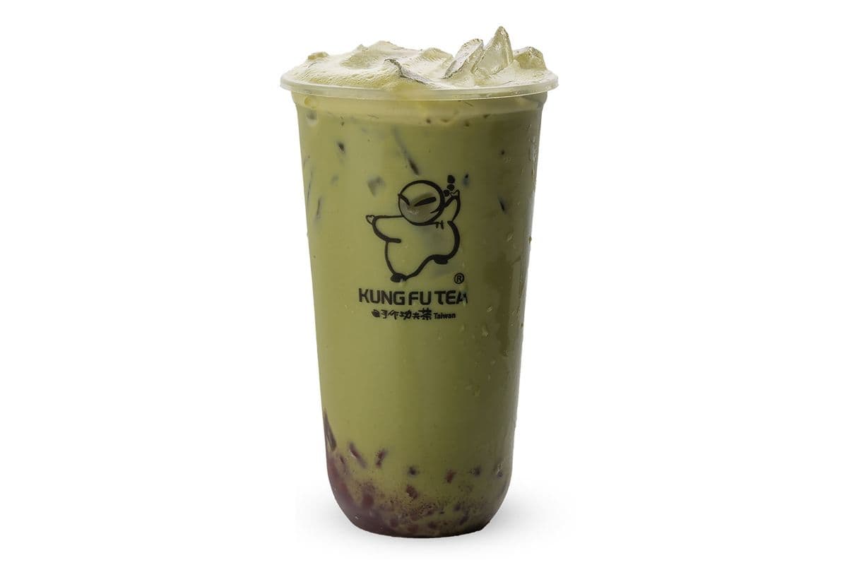 Matcha Milk Tea with Red Bean