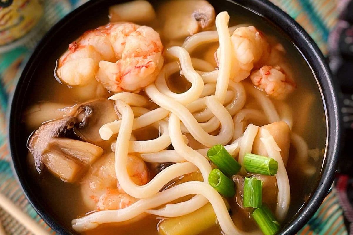 Udon Noodle Soup with shrimp