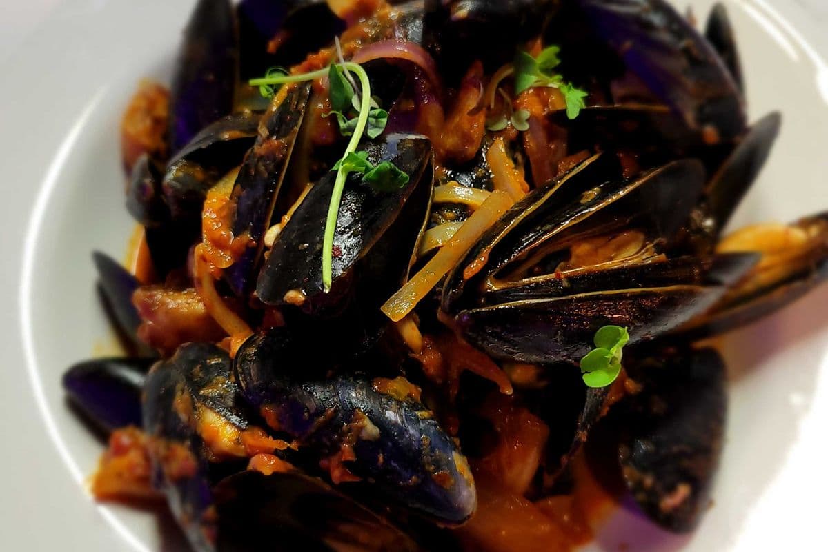 Kimchi Tomato Mussel Stew Dish