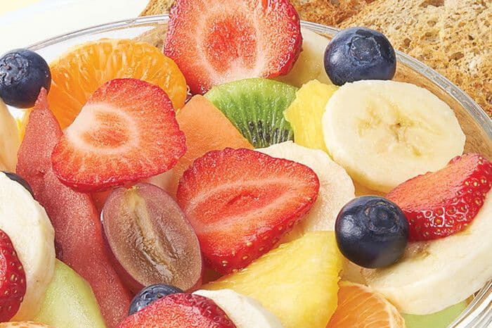 Large bowl of fresh fruit with toast (170 Cals.)