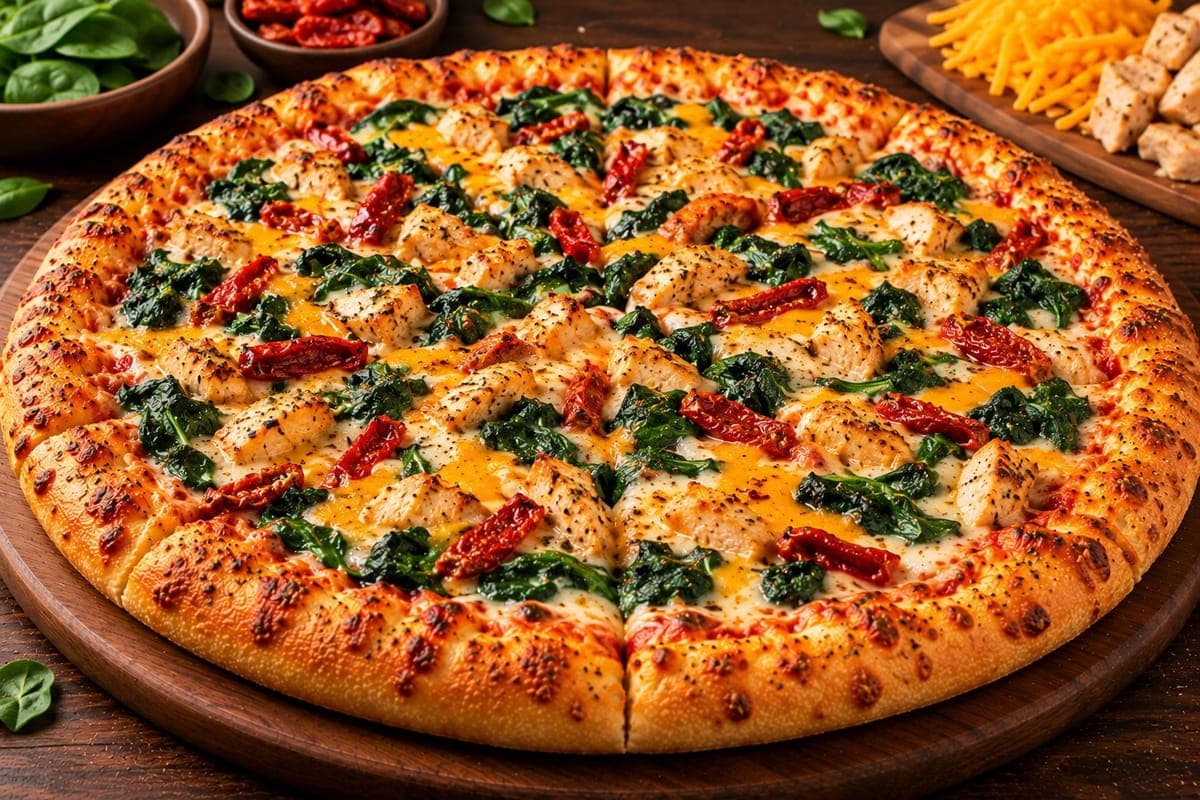 Spinach Chicken Pizza