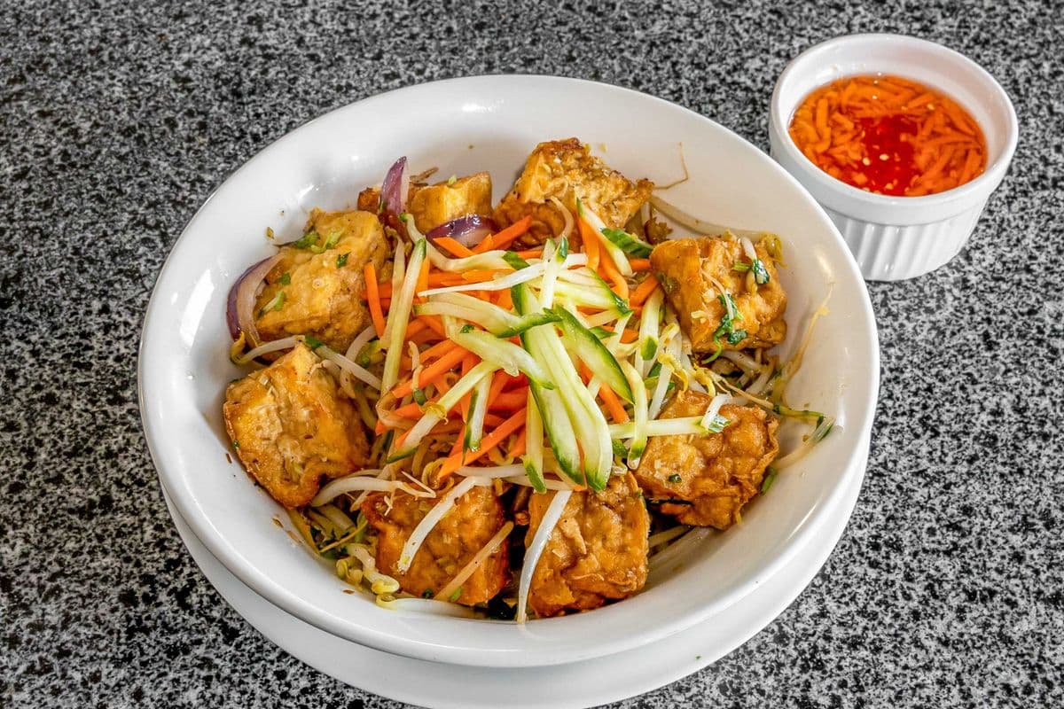 45. Lemongrass Stir Fried Bean Sprout and Tofu with Vermicelli