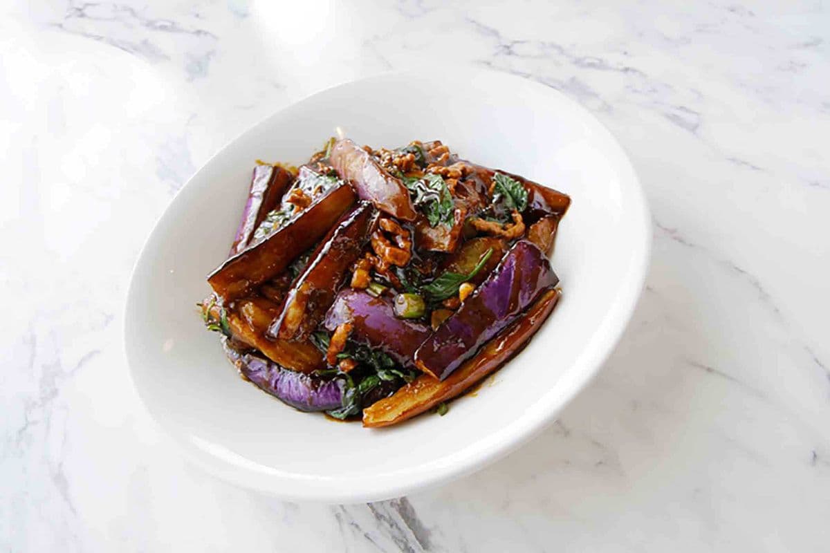 Stewed Eggplant with Shredded Pork in Hakka Sauce(Spicy) 客家茄子