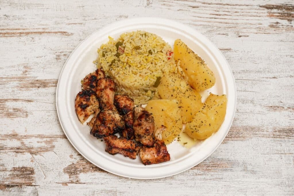 Chicken souvlaki dinner