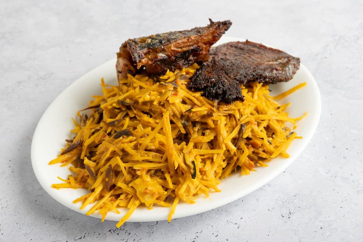 Abacha with Fried Fish