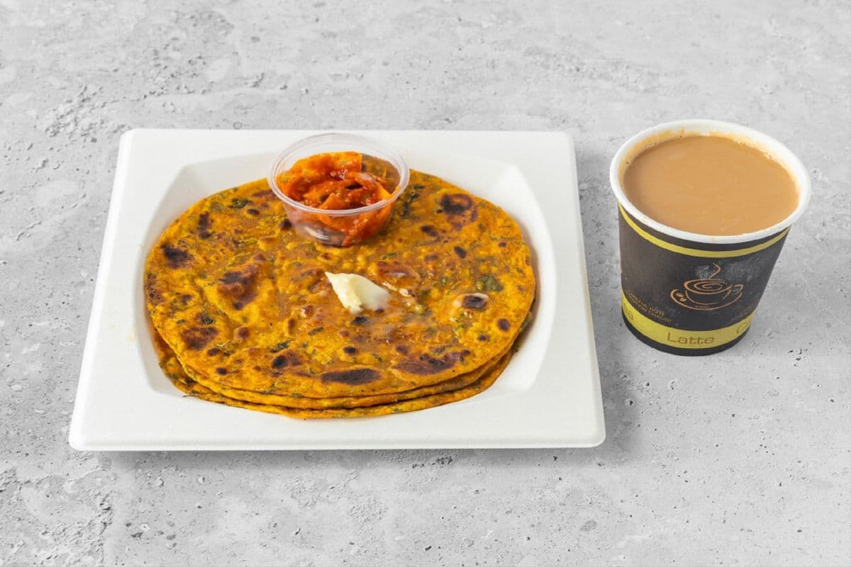 Methi Thepla, Pickle, and Masala Tea Combo