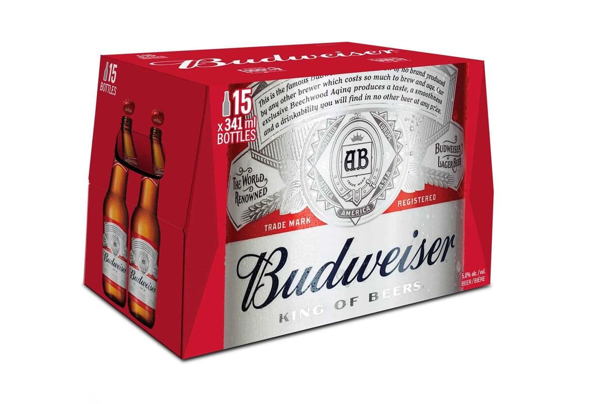 Budweiser Lager Beer 15 Bottles (15 x 341ml)
