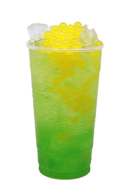 Green Apple Soda with Mango Popping Balls