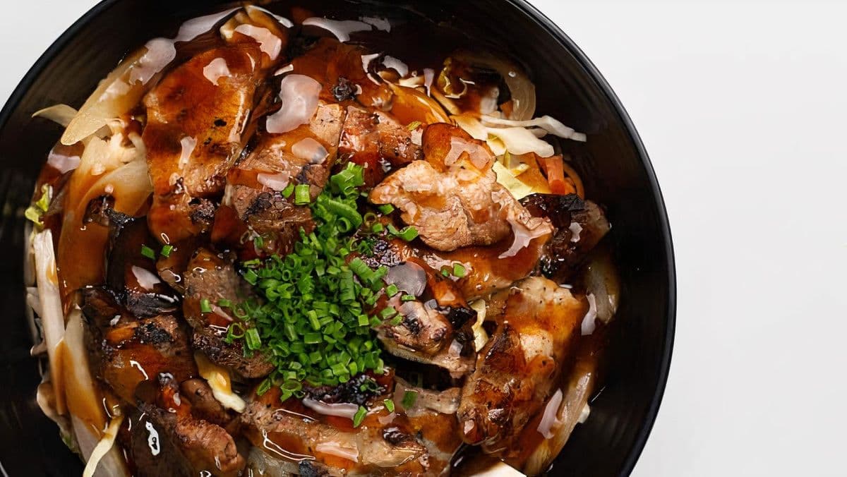Grilled Pork Chop Slices Rice Bowl