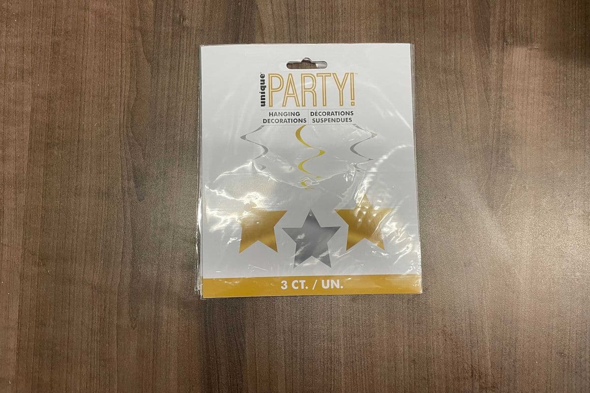 Hang Swirl Stars Silver/Gold 3pc (36")