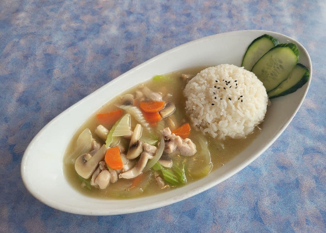 Stir Fried Sauced Chicken with Rice / 雞肉燴飯