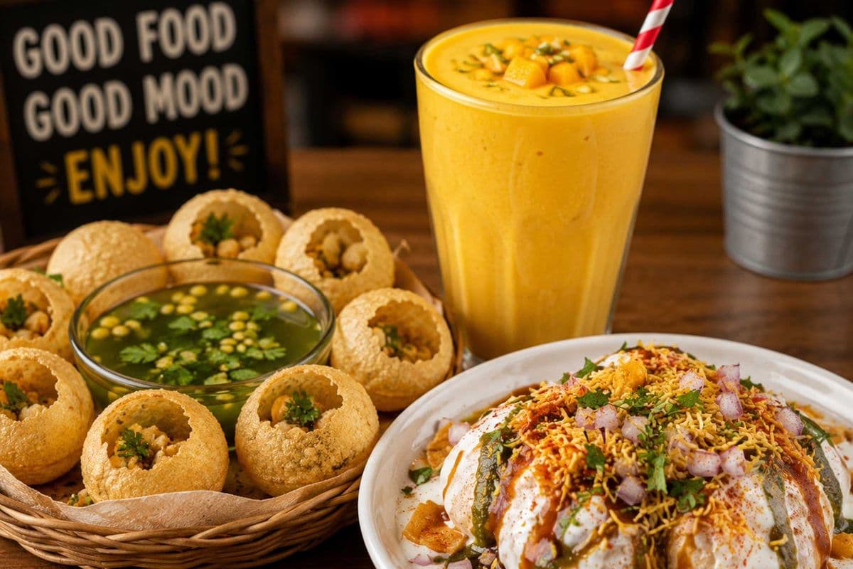 Chaat Lovers Combo (Golgappe (10 Pcs), Dahi Paapdi-Bhalla and Mango Lassi)