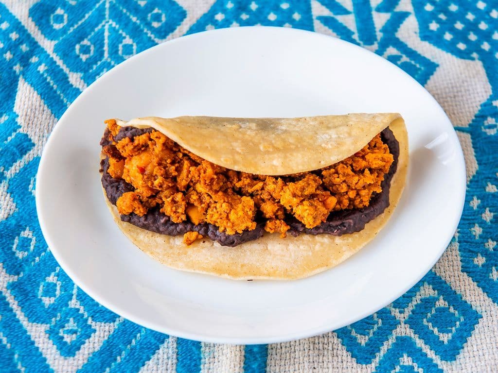 Taco Vegan Papa con Chorizo (tofu)