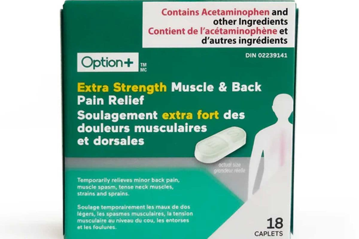 Option+ Extra Strength Muscle & Back Pain Relief (Robaxacet) (18 Caplets)