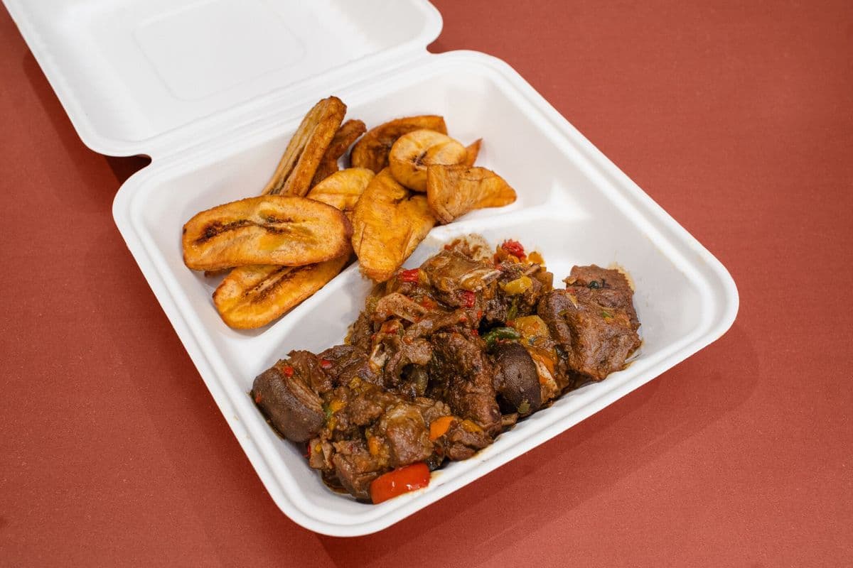 Asun (Spicy Goat) + Fried Ripe Plantains