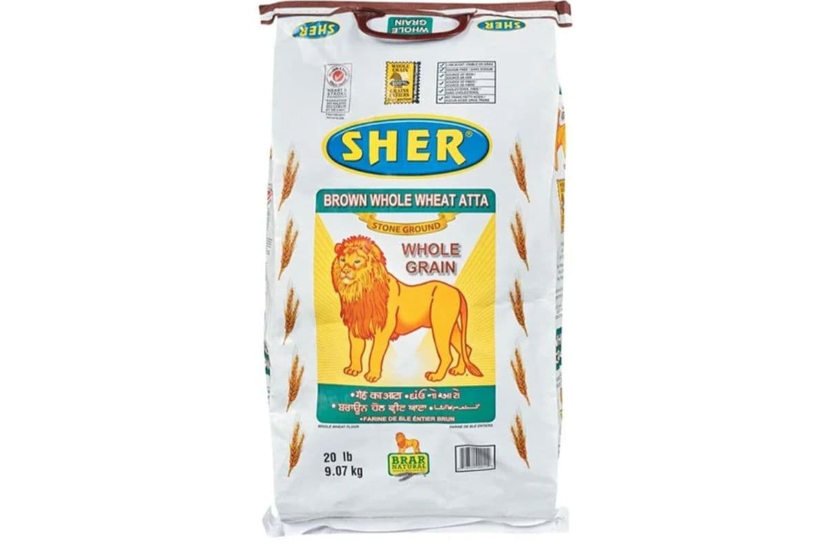 Sher Brown Whole Wheat Atta (20 lbs)