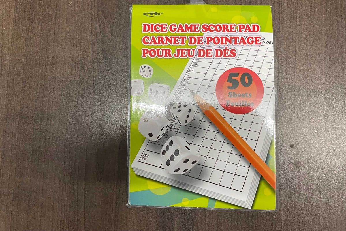 Dice Game Score Pad 50 Sheets