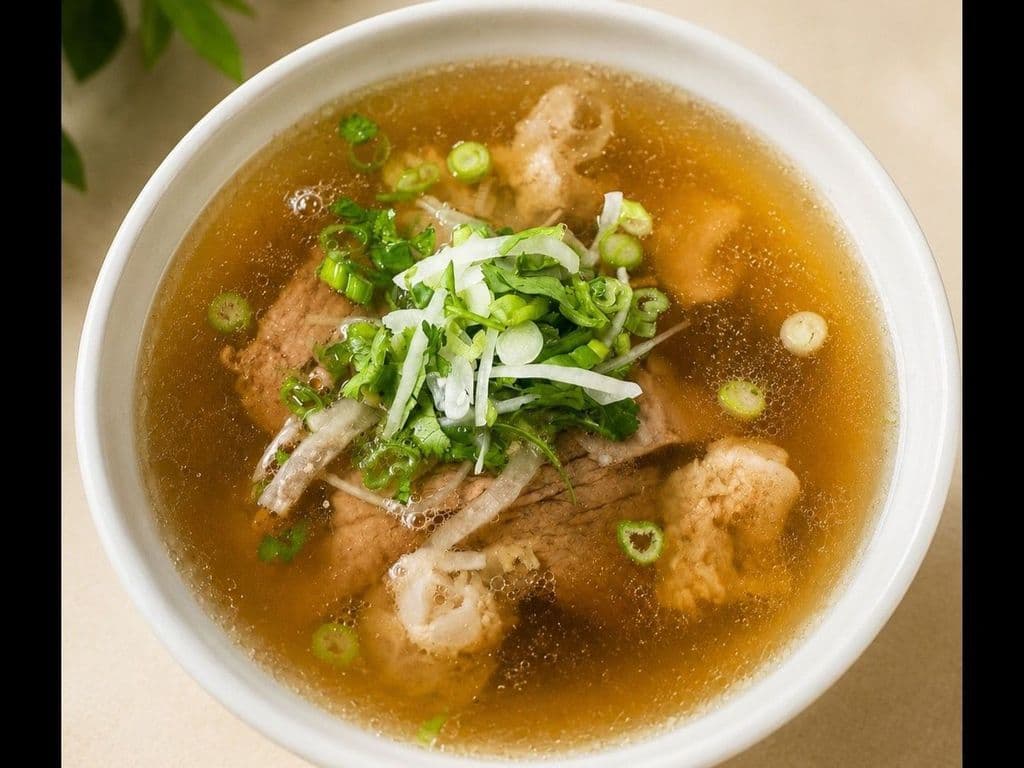 220. Well Done Brisket and Tendon Rice Noodle Soup