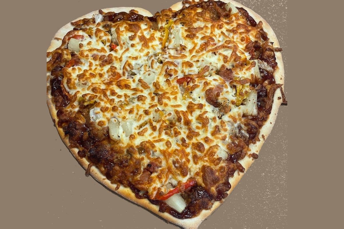 Heart Shaped Pulled Pork Pizza